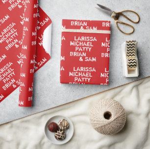 Familiennamen Typografie Weihnachten Rot Geschenkpapier