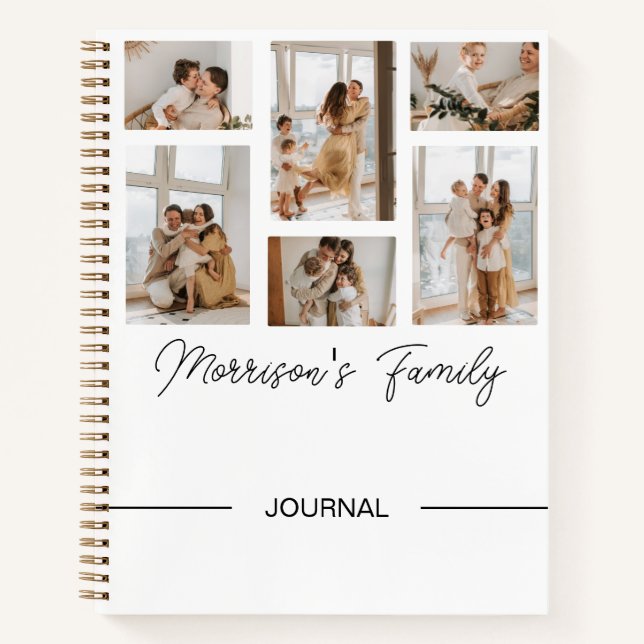 Familiennotebook mit Foto-Collage zum Personalisie Notizbuch (Vorderseite)