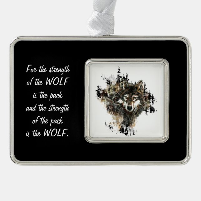 Familienpaket - Zitat Wolf Kunst des Hochgebirges Rahmen-Ornament Silber (Vorderseite)