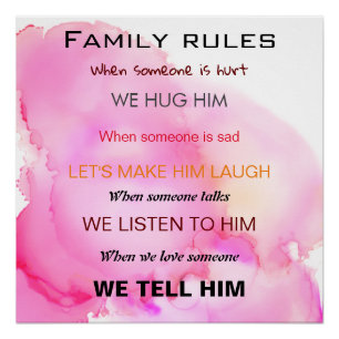Familienregeln in Farbplakaten Poster