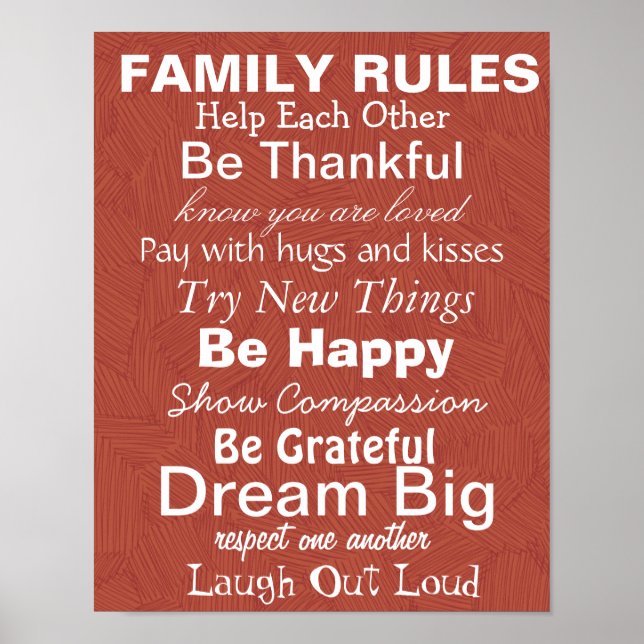 FAMILIENREGELN, Inspiration für eine glückliche Fa Poster (Vorne)