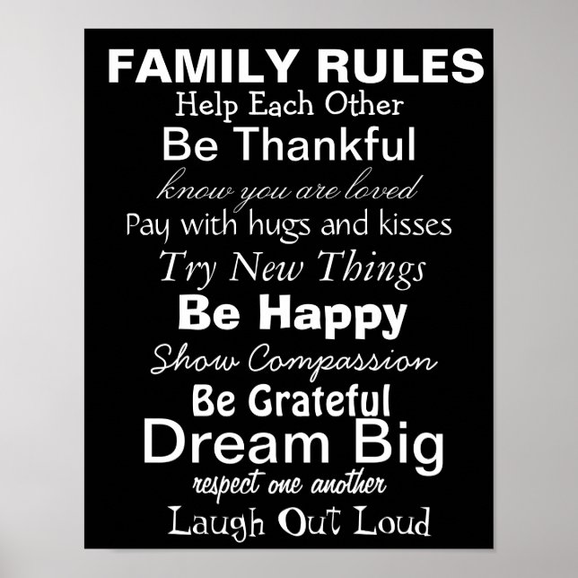 FAMILIENREGELN, Inspiration für eine glückliche Fa Poster (Vorne)