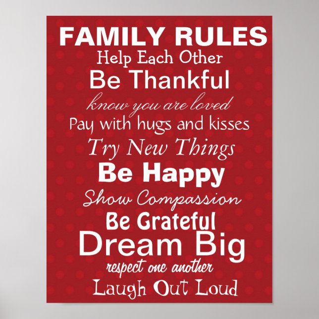 FAMILIENREGELN, Inspiration für eine glückliche Fa Poster (Vorne)