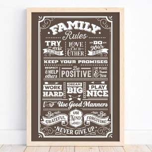 Familienregeln Lustige Hausregeln Typografie Poste Poster