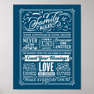 Familienregeln Typografie Hausregeln Süßer Poster
