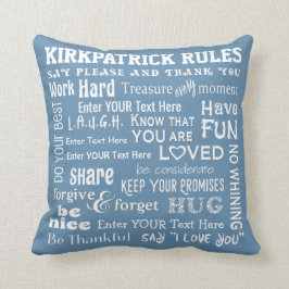 FAMILIENREGELN Word Art Personal Editable Farbe Kissen