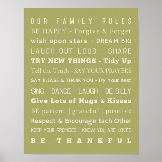 Familienreglerplakat Poster (Vorne)