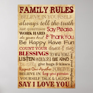 Familienreglerplakat Poster