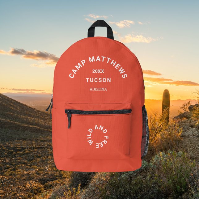 Familienreise Camping Burnt Orange Wappen Bedruckter Rucksack (Von Creator hochgeladen)