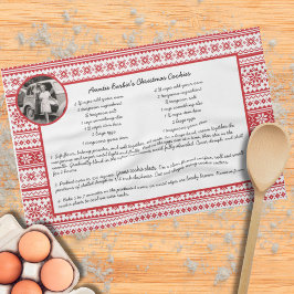 Familienrezepte Holiday Rotes weißes skandinavisch Geschirrtuch