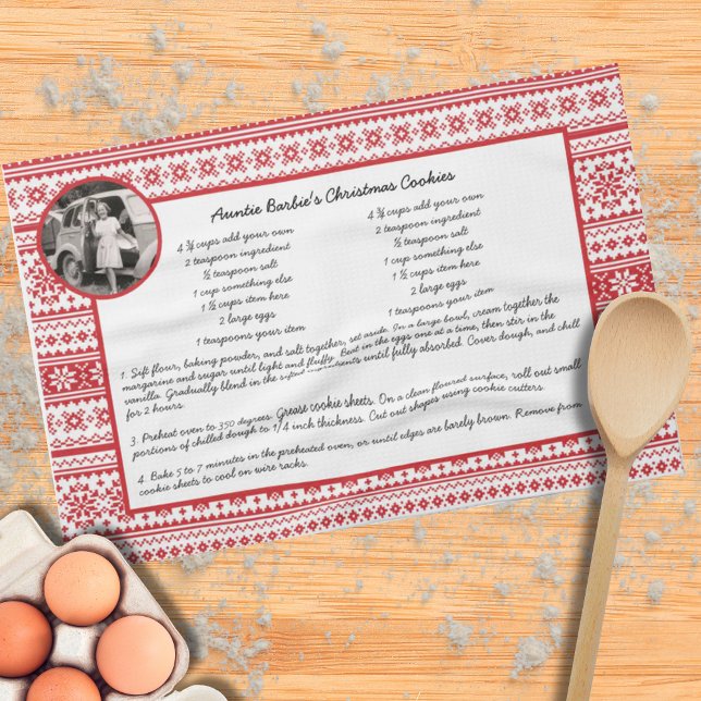 Familienrezepte Holiday Rotes weißes skandinavisch Geschirrtuch (Von Creator hochgeladen)