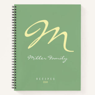 Familienrezepte Mit Monogramm Salbeigrün Notizbuch