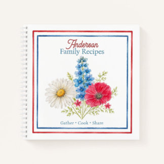 Familienrezeptebuch | Wasserfarbenes Florales Koch Notizbuch