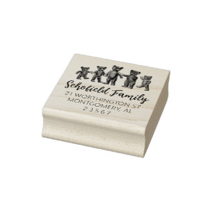 FAMILIENRÜCKSENDEADRESSE TEDDY RUBBER BRIEFMARKE GUMMISTEMPEL