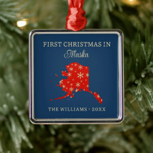 Familiens erstes Weihnachten in Alaska, USA-Bundes Ornament Aus Metall