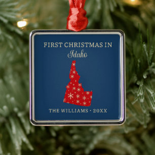 Familiens erstes Weihnachten in Idaho, USA-Bundess Ornament Aus Metall