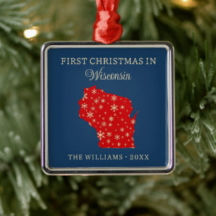Familiens erstes Weihnachten in Wisconsin USA Staa Ornament Aus Metall