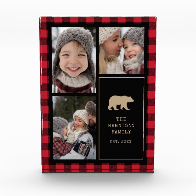 Familiensaft Rustikales Buffalo Kariert Fotoblock (Vorderseite)