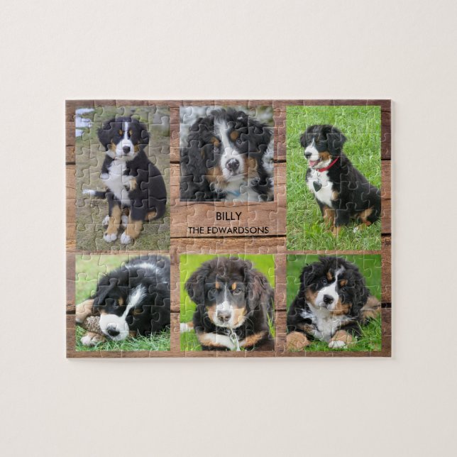 Familiensammlung 6 Fotos Hund und Familienname (Horizontal)