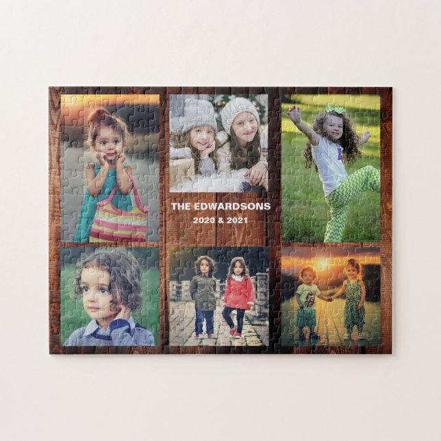 Familiensammlung 6 Fotos und Familienname jigsaw p (Horizontal)