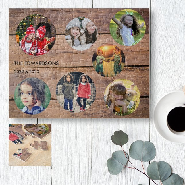 Familiensammlung 7 Fotos Familienname einzigartig (Great fun ! Personalized family photo collage, family name and year, jigsaw puzzle. )