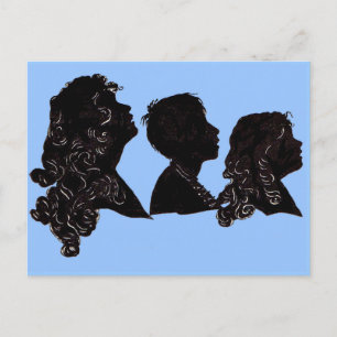 Familiensilhouette Mutter, Sohn und Tochter 1906 Postkarte
