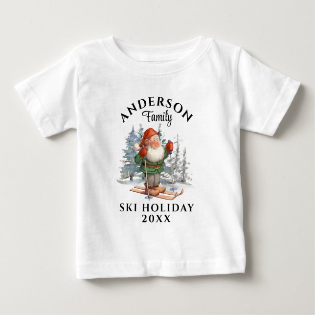 Familienskiurlaub mit Name und Jahr Baby T-shirt (Vorderseite)