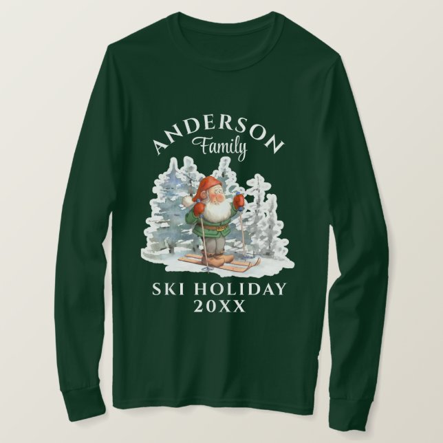 Familienskiurlaub mit Name und Jahr T-Shirt (Design vorne)