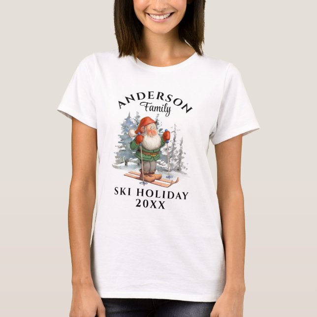 Familienskiurlaub mit Name und Jahr T-Shirt (Vorderseite)