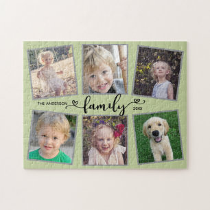 Familienskript Herz grüne FotoCollage