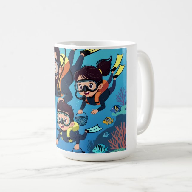 Familienspaß beim Tauchen Kaffeetasse (VorderseiteRechts)