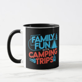 Familienspass mit Camping-Reisen, schwarze Tasse