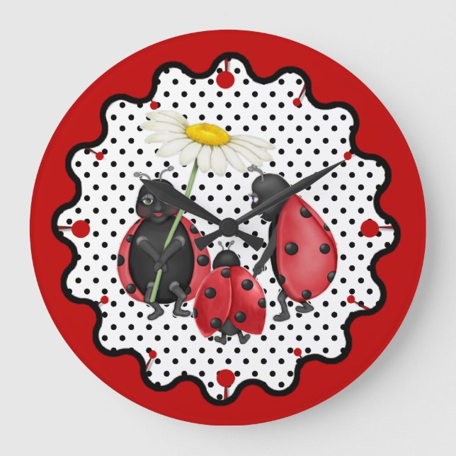 Familienspaziergang Ladybug Große Wanduhr (Vorderseite)
