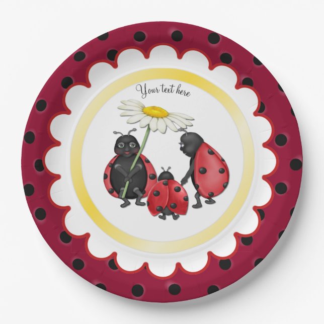 Familienspaziergang Ladybug Pappteller (Vorderseite)