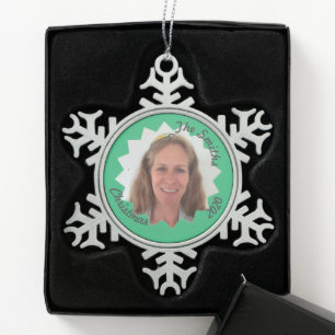 Familienspeicher Große grüne Sonne Foto hinzufü Schneeflocken Zinn-Ornament