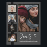 Familienspezifische Bezeichnung oder Namenskollage Künstlicher Leinwanddruck<br><div class="desc">Schönes Family Foto Collage benutzerdefiniertes Textvorlage. Vier kleine Foto und ein großes mit benutzerdefinierten Textoptionen. Andere Farben sind im Shop erhältlich. Die Vorlage funktioniert am besten bei ähnlich geformten Produkten. Großartiges Haus Erwärmung Geschenk oder einfach jeden Tag Dekoration.Schwarz</div>