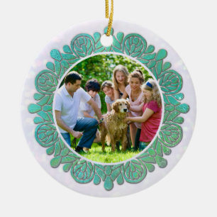 Familienspezifisches Foto mit elegantem Türkis Man Keramik Ornament