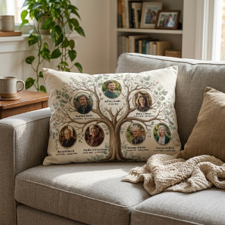 Familienstammbaum Genealogie-Erbstück | Botanisch Dekokissen