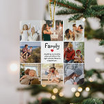 Familienstammlung für kundenspezifische Kostenvora Keramikornament<br><div class="desc">Sentimental Keepake Weihnachtsschmuck mit 8 quadratischen Bildern von Freunden und Familie, die Sie von Ihrem Telefon oder Computer herunterladen können. Es enthält auch ein niedliches Zitat, das lautet: "Alles ist möglich, wenn Sie die richtigen Leute haben, um Sie zu unterstützen." Auf der anderen Seite lautet "Frohe Weihnachten" und das Jahr....</div>