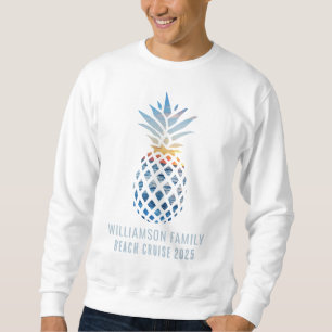 Familienstrand Ananas Sonnenuntergang Tropische Kr Sweatshirt