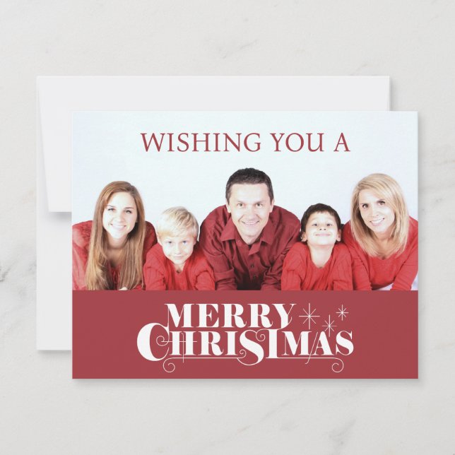 Familienthematik Rot Frohe Weihnachtswünsche Desig Feiertagskarte (Vorderseite)