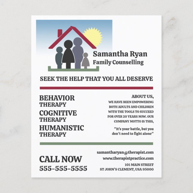 Familientherapie-Design, Psychotherapeut, Therapie Flyer (Vorne)