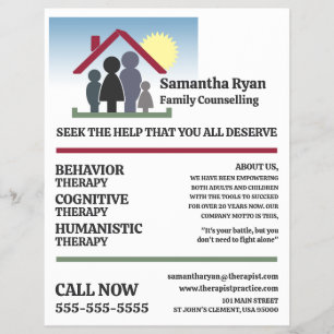Familientherapie-Design, Psychotherapeut, Therapie Flyer
