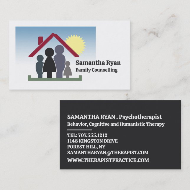 Familientherapie-Design, Psychotherapeut Visitenkarte (Vorne/Hinten)