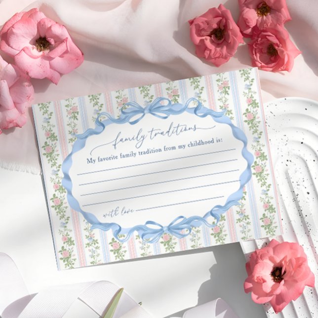 Familientraditionen von rosa und blauen Blumenbäum Begleitkarte (Von Creator hochgeladen)