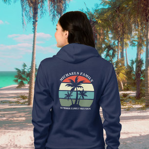 Familientreffen am Strand Palmenbaum Sonnenunterga Hoodie
