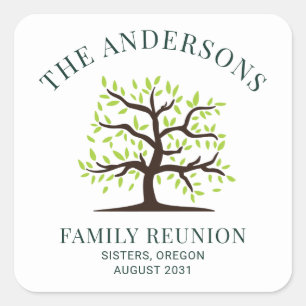 Familientreffen Genealogiebaum Benutzerdefiniert Quadratischer Aufkleber