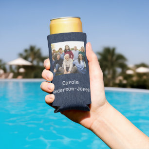 Familientreffen mit Foto oder Logo, trendy schlank Selters Dosenkühler