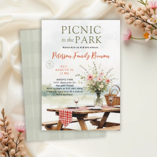 Familientreffen Park Picknick im Freien Wildblumen Einladung