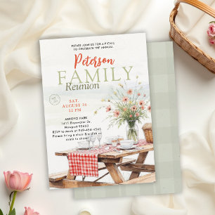 Familientreffen Picknick im Freien Wildblumen Mode Einladung